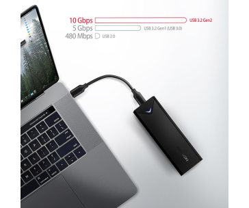 AXAGON EEM2-UB2, USB-C 10Gbps - M.2 NVMe SSD ARROW box, černý