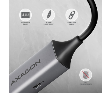 AXAGON ADE-TXPD, USB-C 3.2 Gen 1 - Gigabit Ethernet síťová karta, Asix AX88179, PD 100W, auto instal