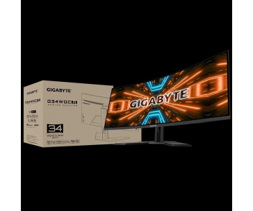 GIGABYTE LCD - 34" Gaming monitor G34WQC A, Prohnutý VA1500R, 3440x1440 WQHD, 144Hz, 4000:1, 350cd/m2, 1ms, 2xHDMI, 1xDP