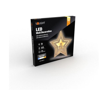 Solight LED nástěnná dekorace vánoční hvězda, 24x LED, 2x AA