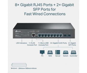 TP-Link OMADA JetStream switch SG3210 (8xGbE, 2xSFP, 2xConsole, fanless)