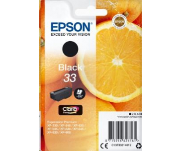 EPSON ink čer Singlepack "Pomeranč" Black 33 Claria Premium Ink