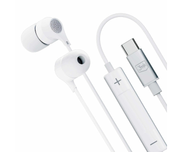 3mk sluchátka - Wired Earphones USB-C, bílá