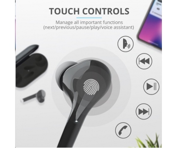 TRUST sluchátka Nika Touch Bluetooth Wireless Earphones - black