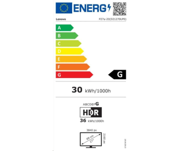 LENOVO LCD P27u-20 - 27",IPS,matný,16:9,3840x2160,178/178,4ms,400cd/m2,1000:1,HDMI,DP,ThB4,RJ45,USBHub,VESA,Pivot