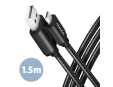 AXAGON BUMM-AM15AB, HQ kabel Micro USB <-> USB-A, 1.5m, USB 2.0, 2.4A, ALU, oplet, černý