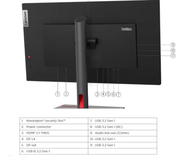 LENOVO LCD P27q-30 - 27",IPS,matný,16:9,2560x1440,178/178,4ms,350cd/m2,1000:1,HDMI,DP,USB Hub,VESA,Pivot