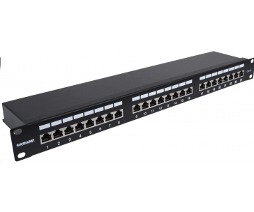 Intellinet Patch panel 24 port Cat6A, stíněný FTP, černý