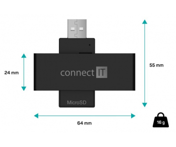 CONNECT IT USB čtečka eObčanek a čipových karet, černá