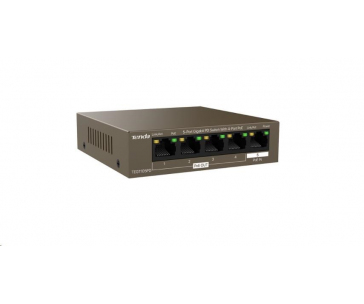 Tenda TEG1105PD - 5-port PoE PD Gigabit Ethernet Switch, 1x PoE IN, 4x PoE OUT, Kov, Fanless