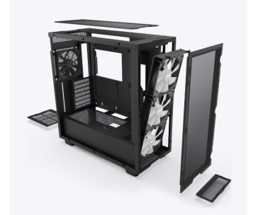 NZXT skříň H7 Flow RGB edition / ATX / 3x 140 mm fan / USB-C / 2x USB / prosklená bočnice / mesh panel / RGB / černá