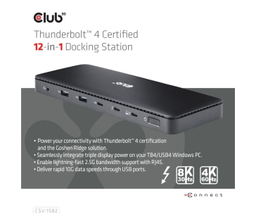 Club3D Dokovací stanice Thunderbolt 4 (Certified), 12v1