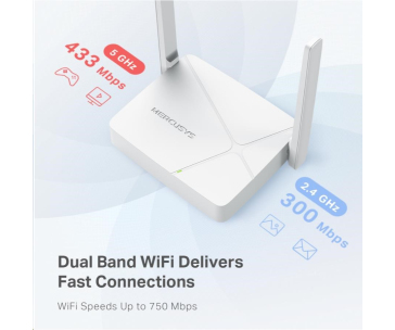 MERCUSYS MR20 WiFi5 router (AC750, 2,4GHz/5GHz,1x100Mb/s WAN, 2x100Mb/s LAN)