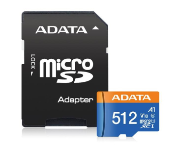 ADATA MicroSDXC karta 512GB Premier UHS-I C10 V10 (R:100/W:25 MB/s) + SD adaptér