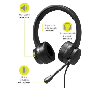 PORT stereo headset s mikrofonem, USB-A/USB-C, černá