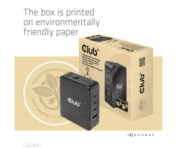 Club3D cestovní nabíječka 140W GaN technologie, 3xUSB-C, 1xUSB-A, PPS + PD 3.1 Support