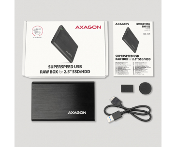 AXAGON EE25-A6M, USB 3.2 Gen 1 - SATA 6G 2.5" kovový RAW box, bezšroubkový