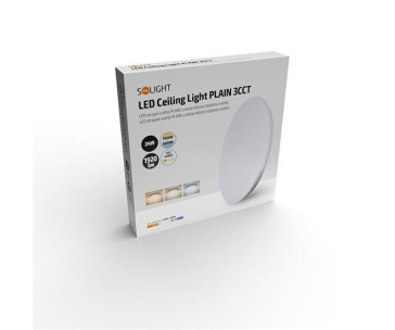 Solight LED stropní světlo Plain, 3CCT, 24W, 1920lm, 3000K, 4000K, 6000K, kulaté, 38cm