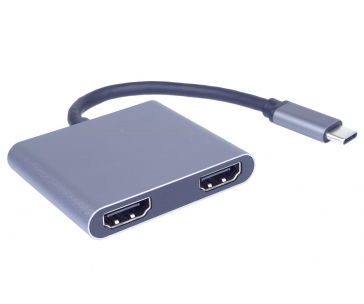 PremiumCord MST adapter USB-C na 2x HDMI, USB3.0, PD, rozlišení 4K a FULL HD 1080p