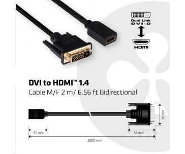 Club3D Kabel DVI-D na HDMI 1.4, (M/F), 2m