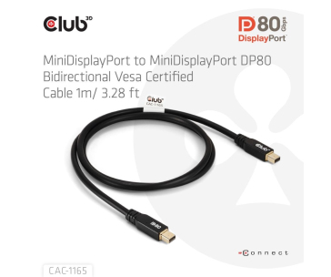 Club3D Kabel MiniDisplayPort 2.1 Certifikovaný, 10K60Hz, DSC1.2, UHBR10, 1m