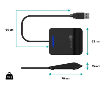 CONNECT IT USB čtečka eObčanek a čipových karet, černá