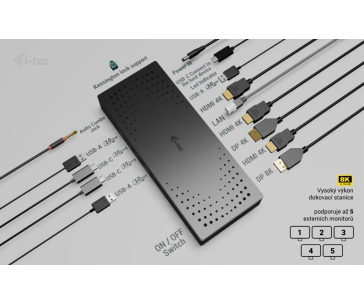 i-tec Universal 5x 4K Display Docking Station, Power Delivery 100W