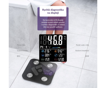 TrueLife FitScale W6 BT - Bioelektrická impedanční bluetooth váha - černá