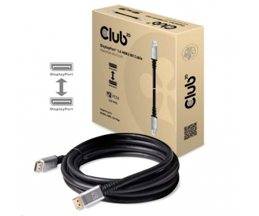 Club3D Kabel certifikovaný DisplayPort 1.4, HBR3, 8K60Hz (M/M), stříbrné koncovky, 4m, 24 AWG