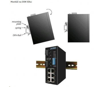 Planet switch ISW-621T, průmysl.verze 4x10/100+2x100BaseFX (SC) MM 2km, DIN, IP30, -40 až 70°C, 12-48V