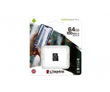 Kingston MicroSDXC karta 64GB micSDXC Canvas Select Plus 100R A1 C10 - 1 ks