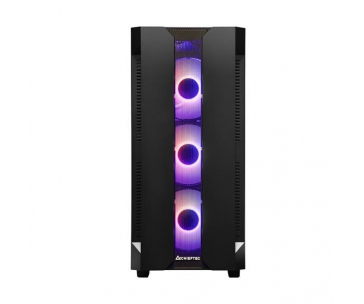 CHIEFTEC skříň Miditower Gaming HUNTER, Black, 4x RGB Rainbow Fan, 2 x USB 3.0, side glass