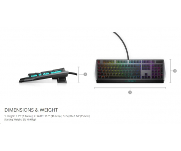 DELL Alienware  510K Low-profile RGB Mechanical Gaming Keyboard - AW510K (Dark Side of the Moon)