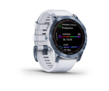 Garmin fenix 7 Sapphire Solar,Titan Blue/ White Silicone Band, EU