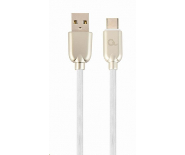 GEMBIRD Kabel USB-A na USB-C kabel (AM/CM), 2m, pogumovaný, bílý, blister