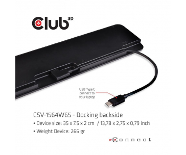 Club3D dokovací stanice USB-C 3.2 s napájecím adaptérem Triple Dynamic Display PD, 100 W