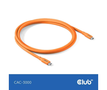 Club3D Kabel USB-C 4.0, 20Gbps, 4K60Hz, PD 240W, 2m, oranžová