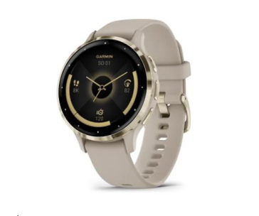 Garmin Venu® 3S, Nerezová luneta Soft Gold, pouzdro French Gray, silikonový řemínek