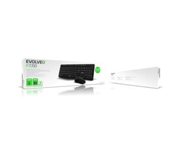 EVOLVEO Set klávesnice a myši K1050, Bezhrátové 2.4GHz, CZ+SK, černá