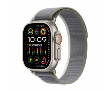 APPLE Watch Ultra 2 GPS + Cellular, 49mm Titanium Case with Green/Grey Trail Loop - M/L