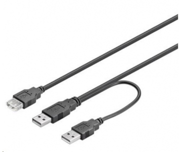 PREMIUMCORD Kabel USB 2.0 napájecí Y kabel A/M + A/M -- A/F 0.4m + 0.5m