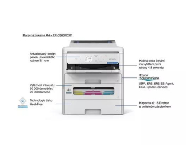 EPSON WorkForce Pro EP-C800RDW ,( 4v1, A3+, 34ppm, Ethernet, Wi-Fi a Wi-Fi (Direct))