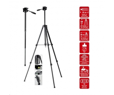 Braun stativ LW 168S (62-168cm, 1500 g, 3-směrná hlava, max.5kg, monopod)