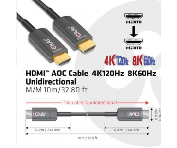 Club3D Kabel Ultra Rychlý HDMI™ Certifikovaný AOC Kabel 8K60Hz, 4K120Hz, 10m