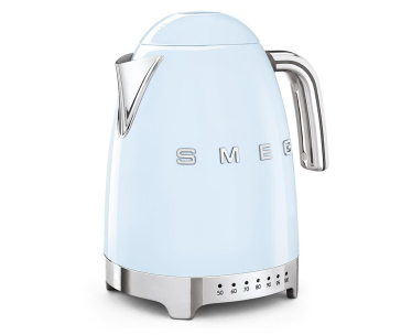 Smeg KLF04PBEU rychlovarná konvice, 1,7 l (7 šálků), 2400 W, styl 50. let, řízení teploty, 7 programů, pastelově modrá