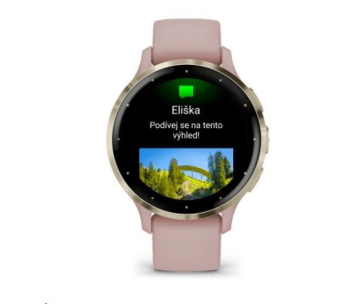 Garmin Venu® 3S, Nerezová luneta Soft Gold, pouzdro Dust Rose, silikonový řemínek