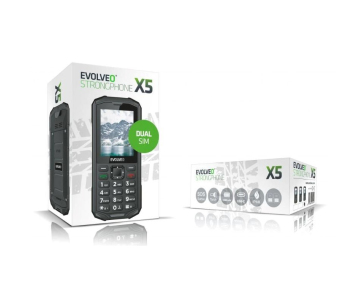 EVOLVEO StrongPhone X5, vodotěsný odolný Dual SIM telefon, černo-šedá