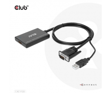 Club3D kabel VGA a USB-A na HDMI s ocáskem, M/F, 0.6m