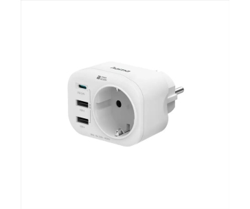 Hama zásuvková USB nabíječka, 1x el. zásuvka, 1x USB-C PD, 2x USB-A, 20 W