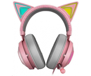 RAZER sluchátka Kraken Kitty, USB Headset, Chroma, Quartz / růžová